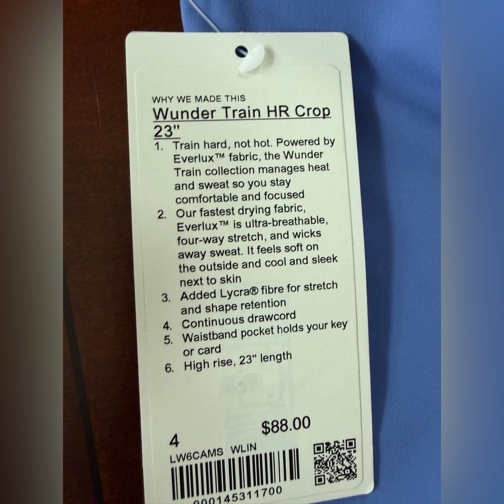 Lululemon Wunder Train HR Crop 23" wild indigo size 4 NWT - Picture 5 of 7